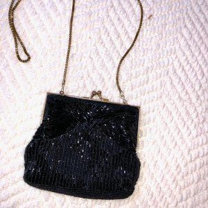 Small Black Beaded Evening Bag